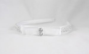 Diamante Bow Headband in White