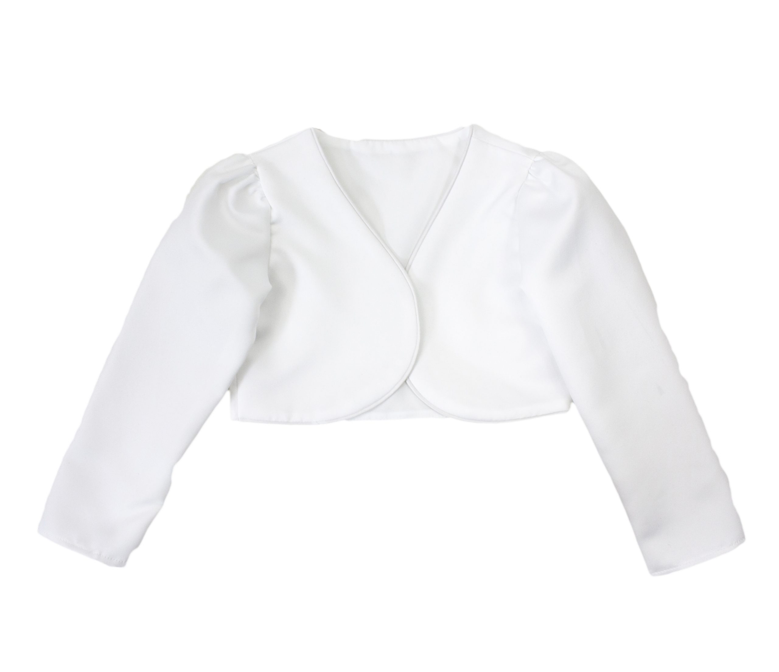 Girls Long Sleeve White Bolero – Occasionwear for Kids