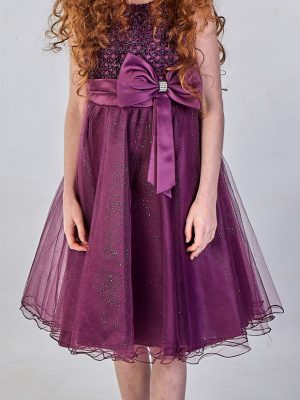 SALE Girls Sparkle Bow Dress Purple