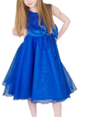 EXTENDED SALE Girls Sparkle Bow Dress Royal