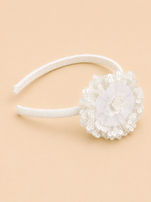 Pom-Pom Headband in White