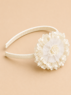 Pom-Pom Headband in Cream
