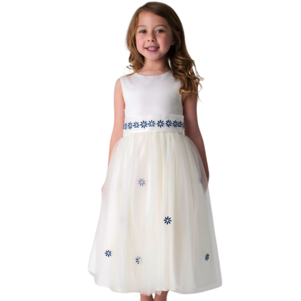 Flower Girl Dresses and Bridesmaid Dresses Girls Jasmine Dress in Ivory/Navy