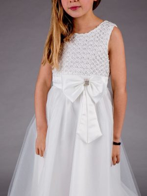 EXTENDED SALE Girls Sparkle Bow Dress White