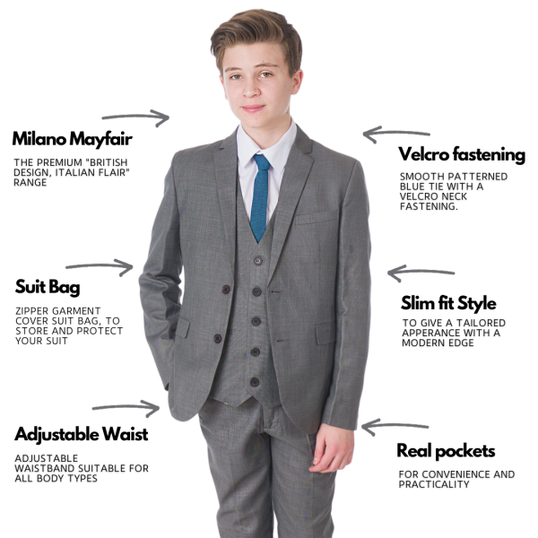 Baby Boys Suits Boys 5 Piece Grey Suit Milano Mayfair