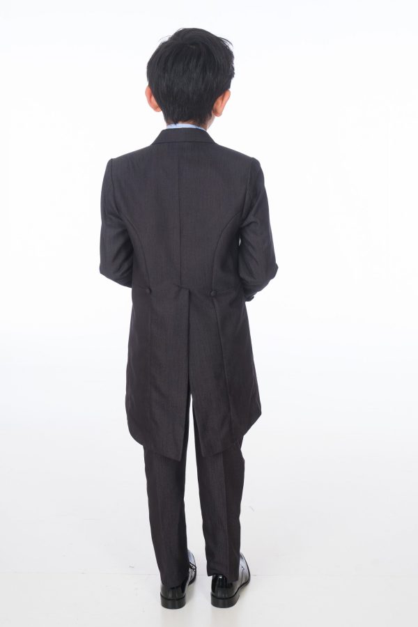 Boys 5 Piece Suits Boys 5 Piece Suit Romario Grey / Blue Charcoal Tailcoat