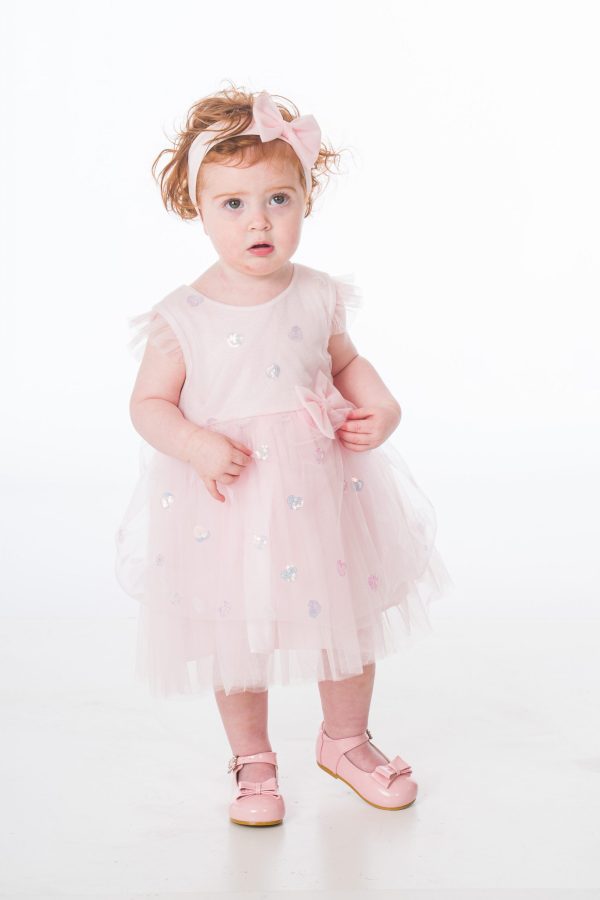 Baby Girls Dresses Baby Girls Peach Sequin Heart Dress