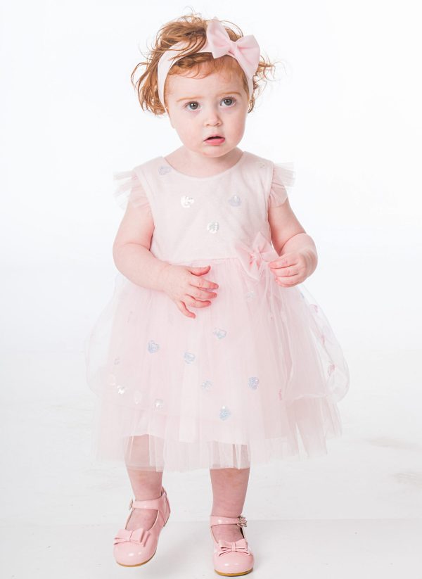 Baby Girls Dresses Baby Girls Pink Sequin Heart Dress