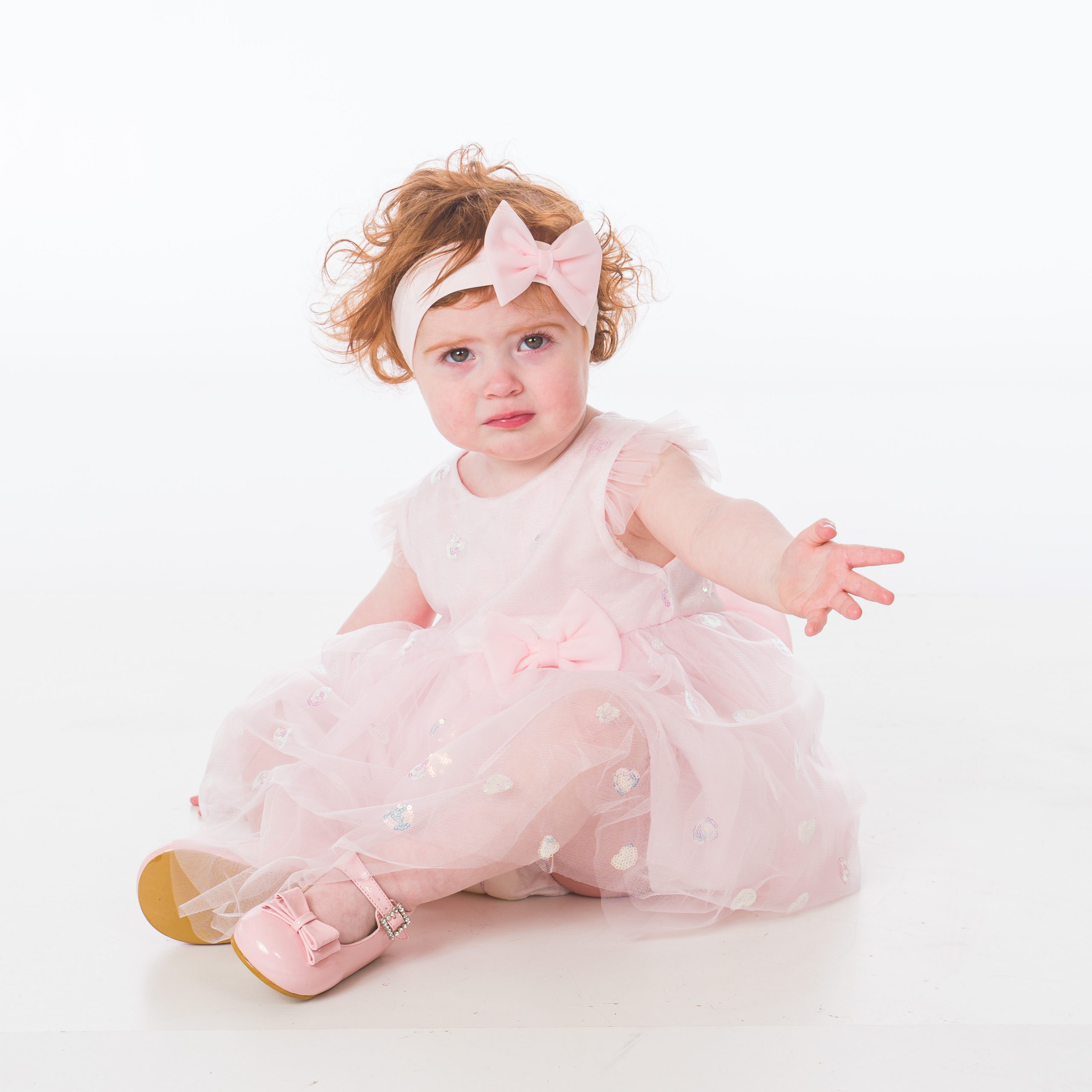 Baby Girls Peach Sequin Heart Dress – Occasionwear for Kids