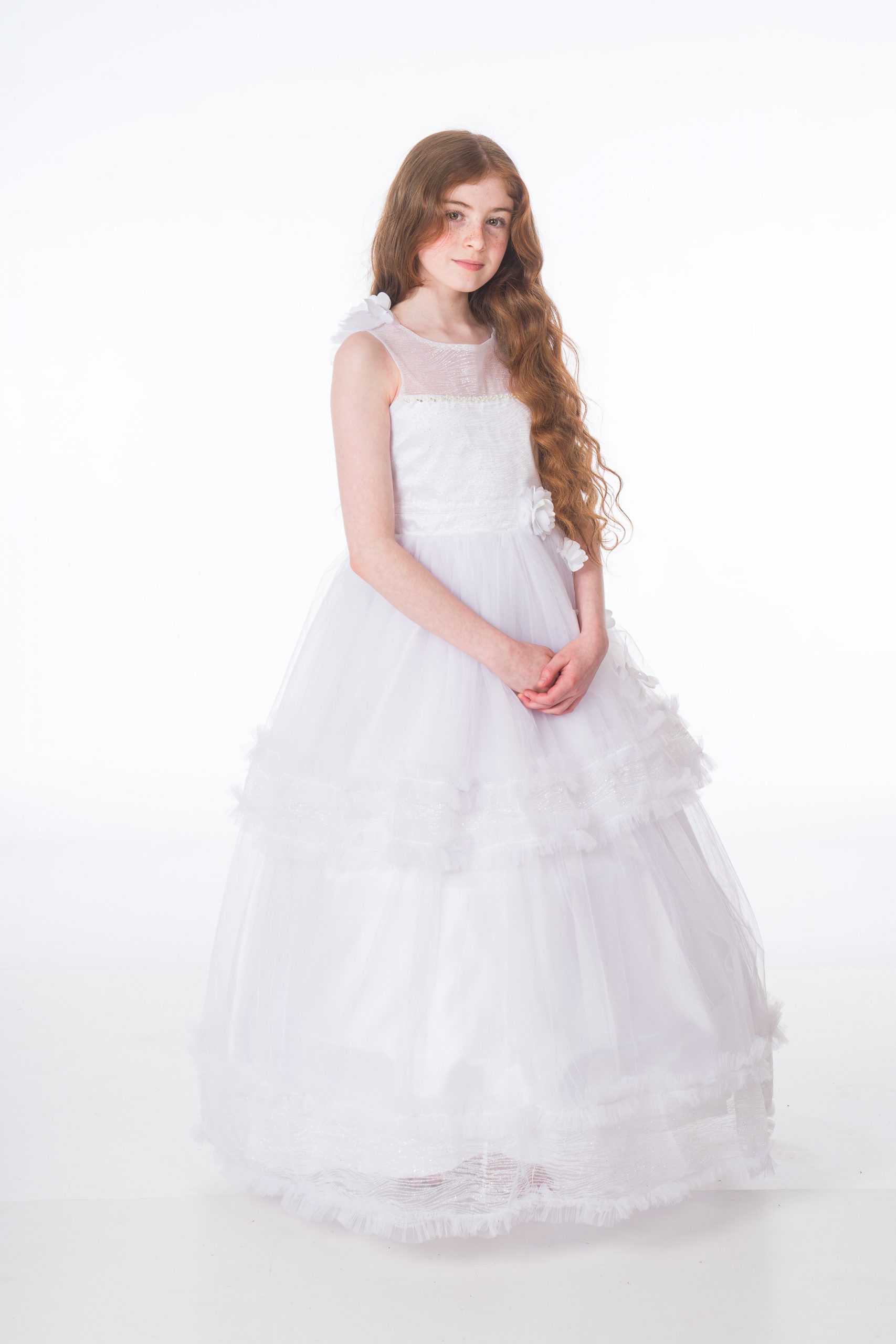 Sara Dresses Maya Communion Girls Dress - Cloudy White for Special Occasion Birthday Wedding Party Pageant Christmas Holiday Easter