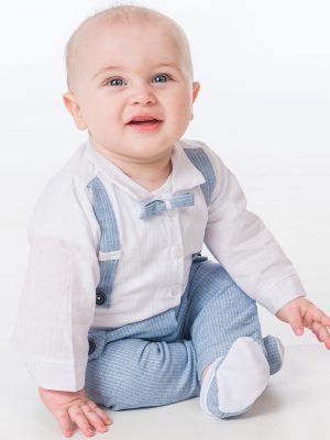 Baby Boys Suits Baby Boys Light Grey Romper Bow Tie Outfit