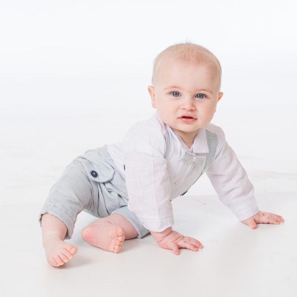 Baby Boys Suits Baby Boys Light Grey Brace Bow Tie Outfit