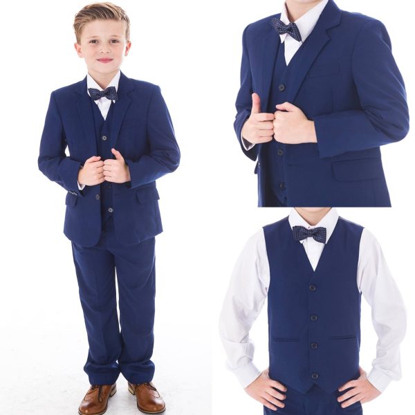 Boys Boys 5 Piece Suit Royal Blue With Bow Tie