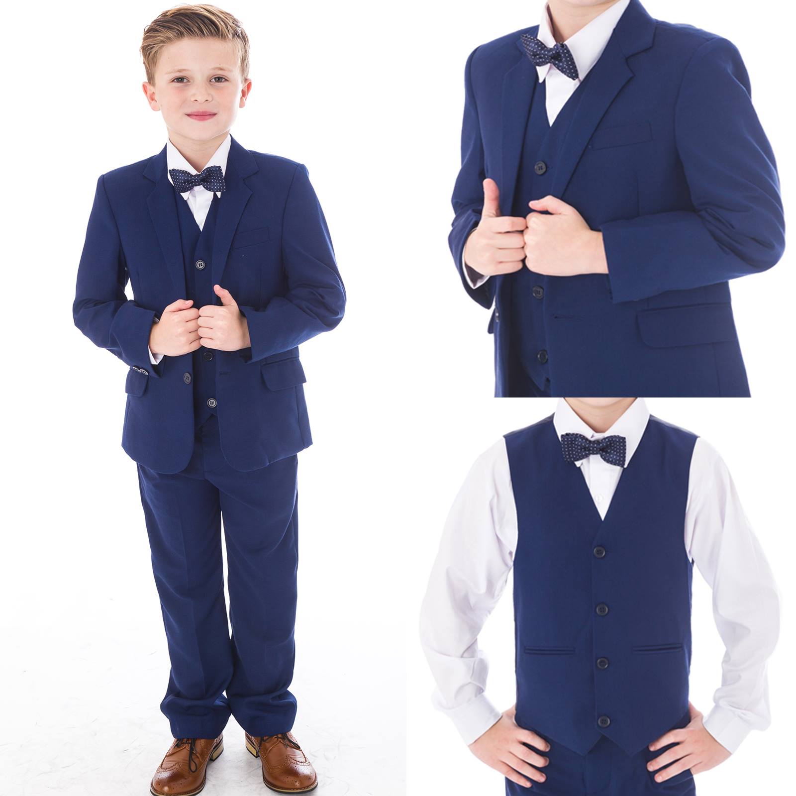Boys Tuxedo 5 Peice Suit Wedding Formal Smart Suit With Bow Tie 3M up to 5 Years 