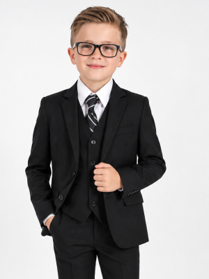 Boys 5 Piece Black Suit Bruce