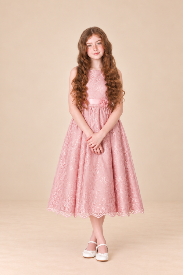 Girls Clara Rose Pink Dress-9
