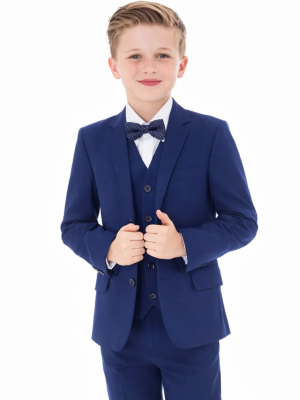 Boys 5 Piece Suit Royal Blue With Bow Tie