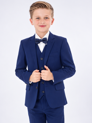 Boys 5 Piece Suit Royal Blue With Bow Tie