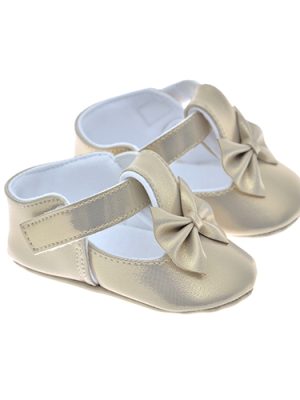Girls Shoes Early Steps Girls Gold Soft Bow Shoe