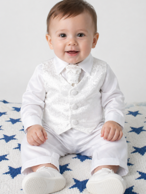 4 Piece White Romeo Christening Suit