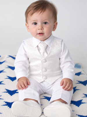 4 Piece White Romeo Christening Suit