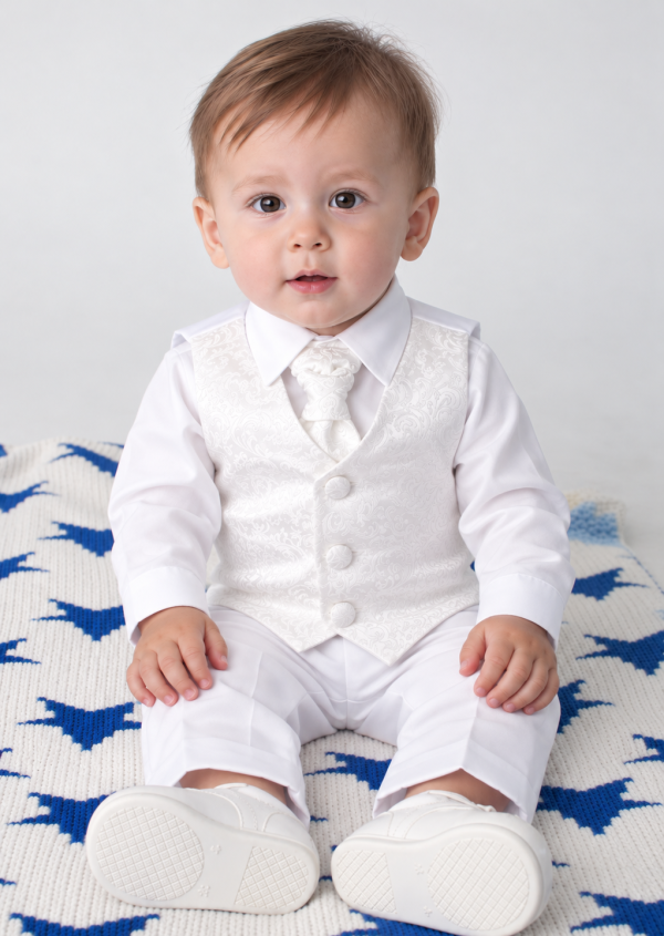 Formal Baby Portrait on a Patterned Blanket