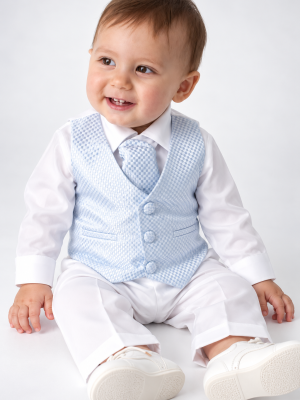 4 Piece Leo Christening Suit in Blue