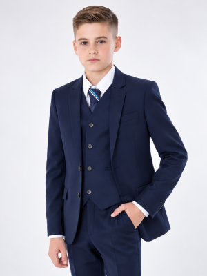 Boys 5 Piece Suit Slim Navy