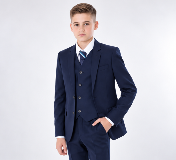 Young Gentleman in a Navy Three-Piece Suit