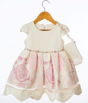 Girls Ivory and Pink Floral Dress