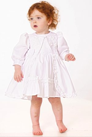 Baby Girls White Flower Jacket Dress