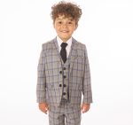 Baby Boys Suits Baby Boys 5 Piece Grey Check Suit