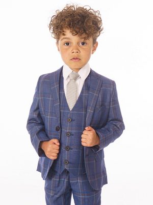 Baby Boys Suits Baby Boys 5 Piece Light Blue Check Suit