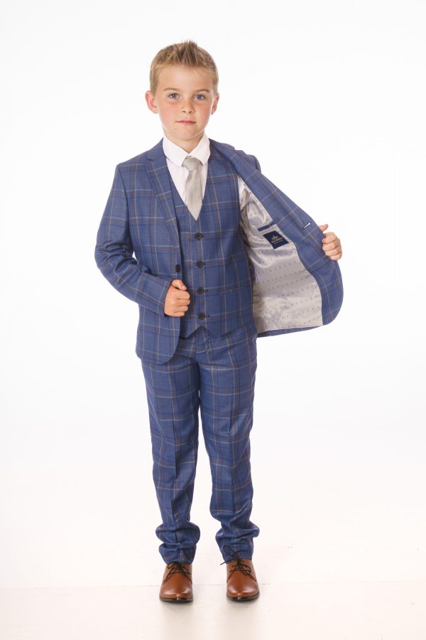 Baby Boys Suits Boys 5 Piece Navy/White Check Suit