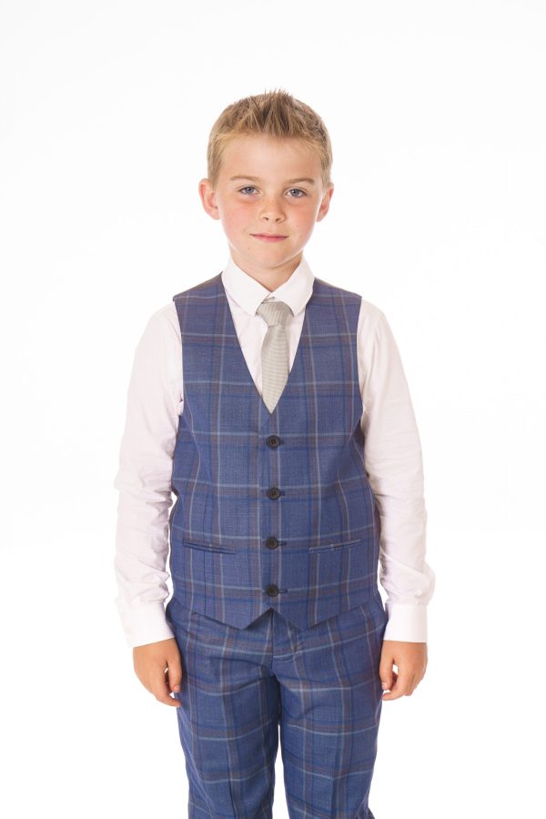 Baby Boys Suits Boys 5 Piece Navy/White Check Suit