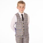 Baby Boys Suits Boys 4 Piece Grey/Blue Check Suit