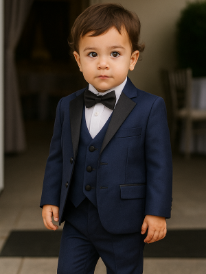 Baby Boys 5 Piece Navy Tuxedo Suit Milano Mayfair