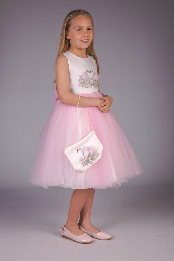 Clearance Items Girls White and Pink Swan dress