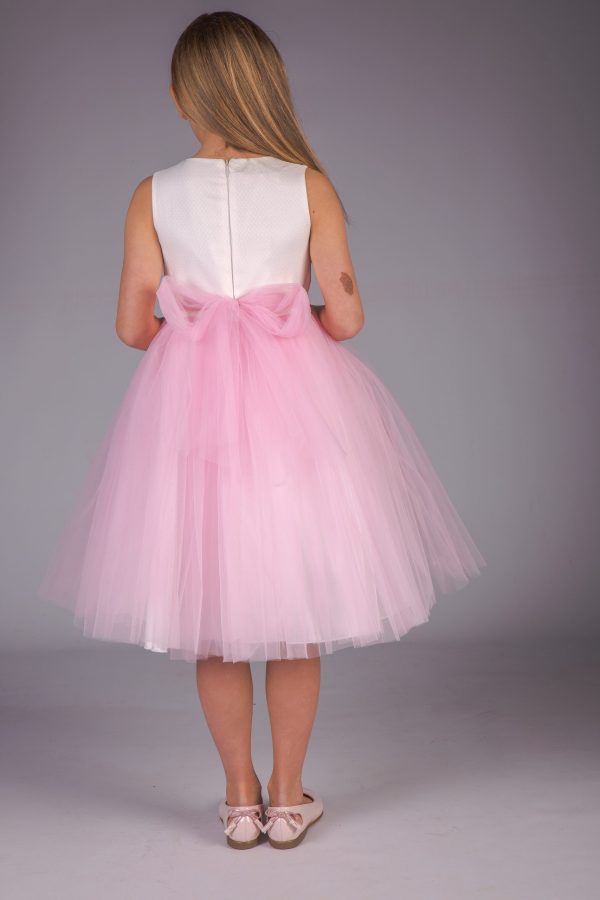 Uncategorised Girls White and Pink Swan dress