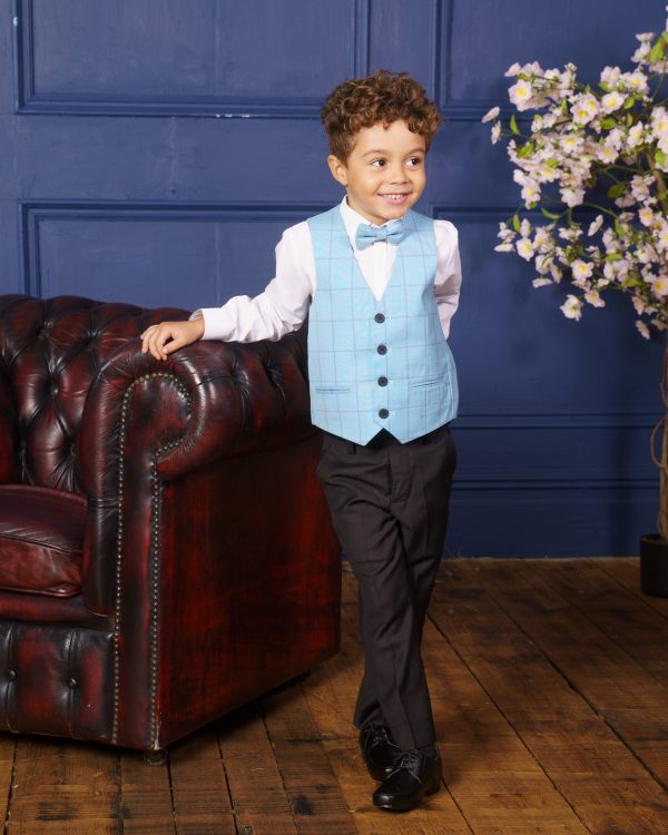 Baby Boys Suits Baby Boys 4 Piece Aqua Check Suit Milano Mayfair