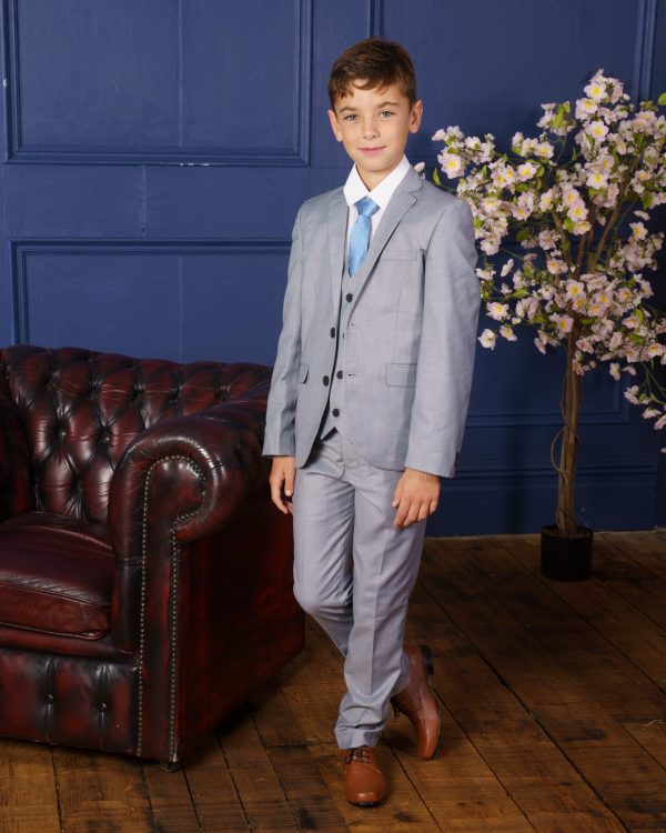 Baby Boys Suits Baby Boys 5 Piece Light Grey Suit Milano Mayfair