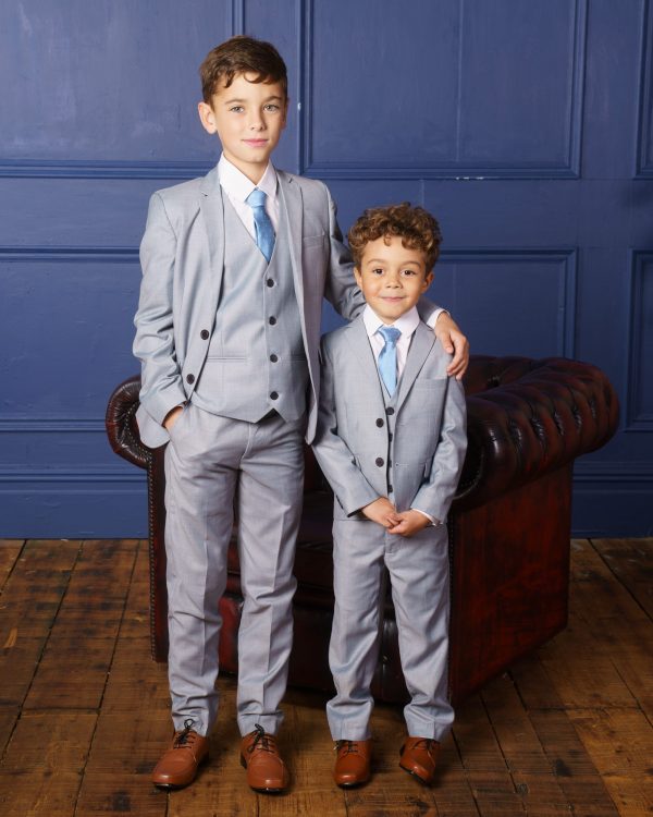 Baby Boys Suits Boys 5 Piece Light Grey Suit Milano Mayfair