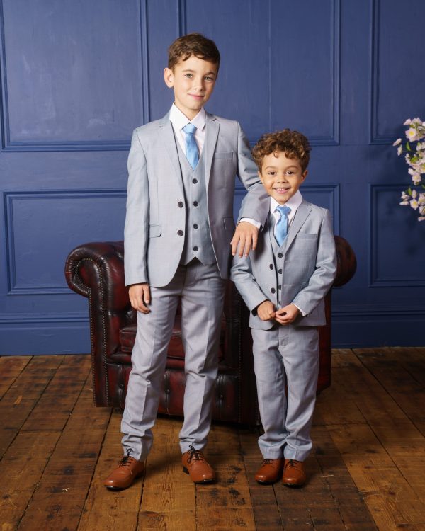 Baby Boys Suits Boys 5 Piece Light Grey Suit Milano Mayfair