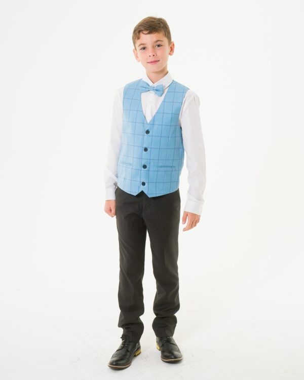 Boys 3 Piece Suits Boys 4 Piece Aqua Check Suit Milano Mayfair