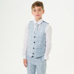 Baby Boys Suits Boys 4 Piece Light Blue Check Suit Milano Mayfair