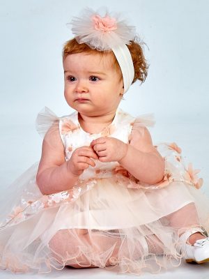 EXTENDED SALE Baby Girls Peach Flower Dress