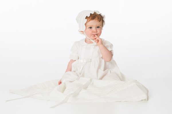 EXTENDED SALE Baby Girls Long Christening Gown with Bonnet