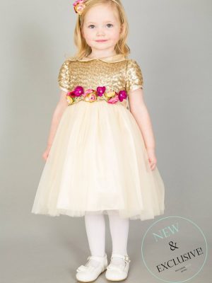 EXTENDED SALE Baby Girl Gold Sequin Dress