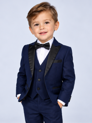 Baby Boys 5 Piece Navy Tuxedo Suit Milano Mayfair