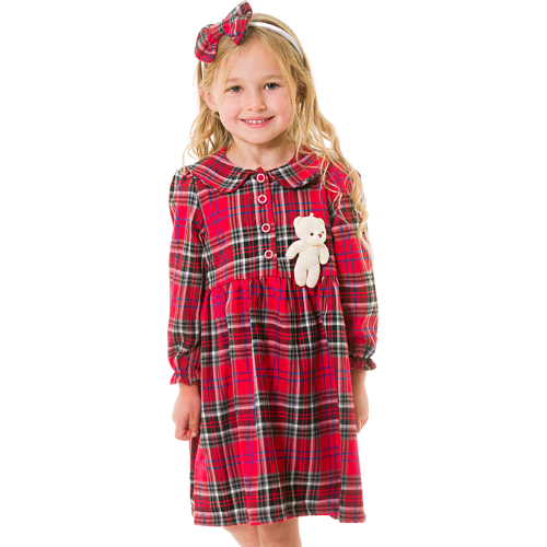 Powell Craft Girls Tartan Dress Teddy Bear - Red. Children's Designer  Clothes & Shoes